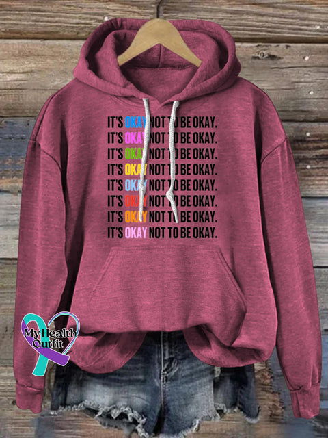 It’s Okay Not To Be Okay Printed Casual Hoodie RoseRed / S