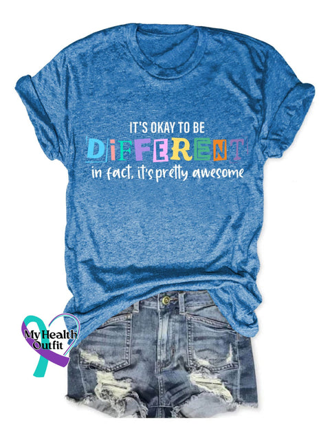 It’s Okay To Be Different Print T-Shirt Blue / S