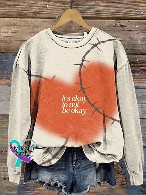 It’s Okay To Be Not Okay Printed Casual Crew Neck Sweatshirt Multicolor / S