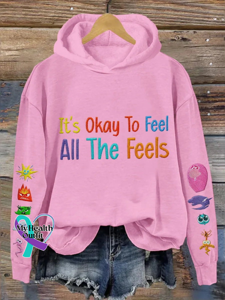 It’s Okay To Feel All The Feels Art Print Casual Sweatshirt Pink / S