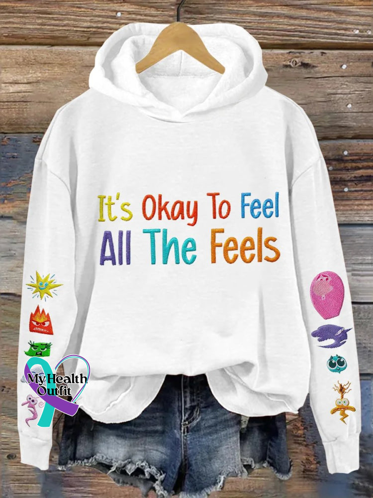 It’s Okay To Feel All The Feels Art Print Casual Sweatshirt White / S