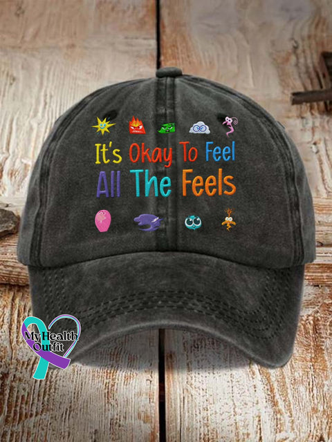 It’s Okay To Feel All The Feels Art Print Hats Black / Onesize