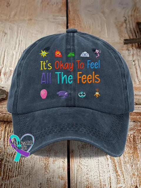 It’s Okay To Feel All The Feels Art Print Hats Blue / Onesize