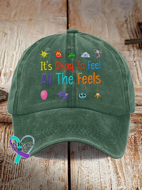 It’s Okay To Feel All The Feels Art Print Hats Green / Onesize