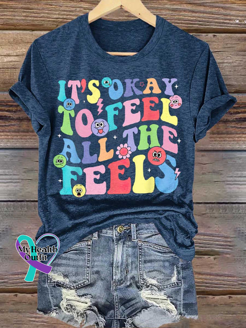 It’s Okay To Feel All The Feels Mental Health Awareness T-Shirt Blue / S
