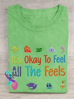 It’s Okay To Feel All The Feels Vintage Art Print Shirt Green / S