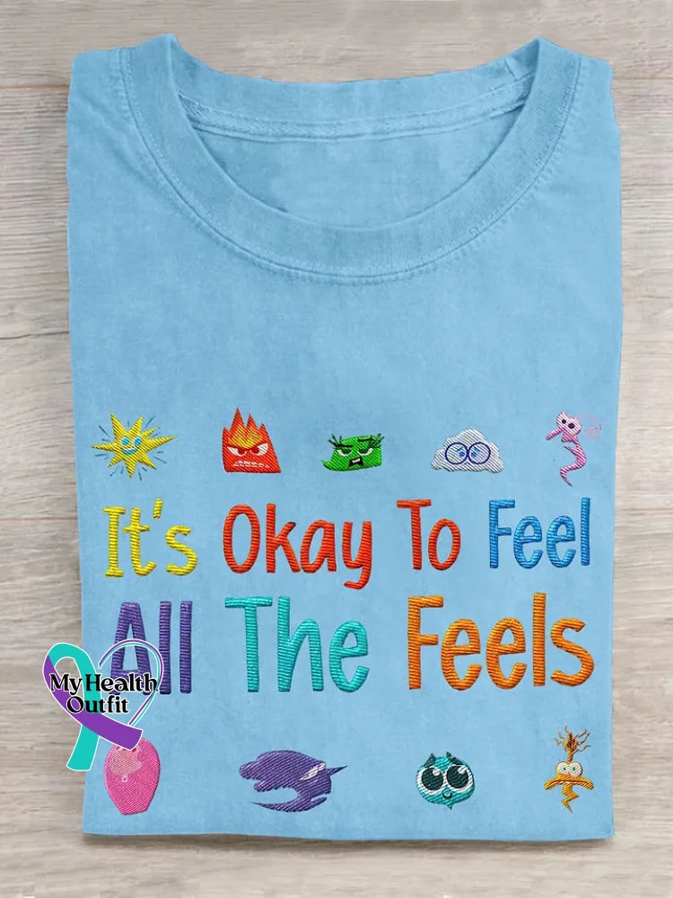 It’s Okay To Feel All The Feels Vintage Art Print Shirt LightBlue / S