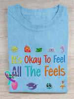 It’s Okay To Feel All The Feels Vintage Art Print Shirt LightBlue / S