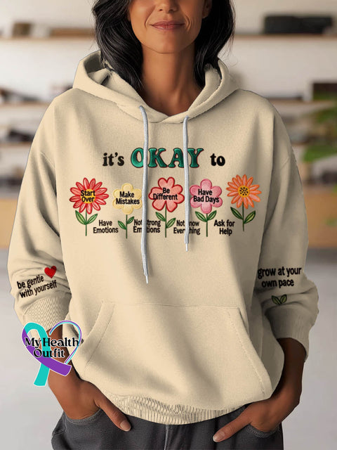 It’s Okay To Have Emotions Art Pattern Print Casual Hoodie Sweatshirt Apricot / S