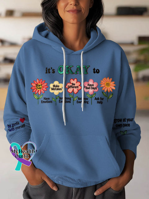 It’s Okay To Have Emotions Art Pattern Print Casual Hoodie Sweatshirt Blue / S