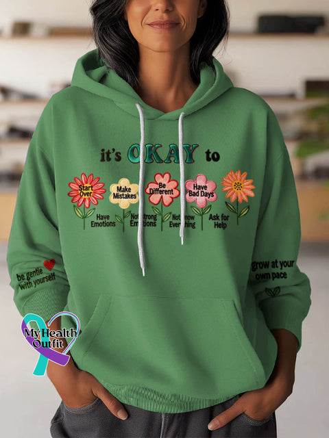 It’s Okay To Have Emotions Art Pattern Print Casual Hoodie Sweatshirt Green / S