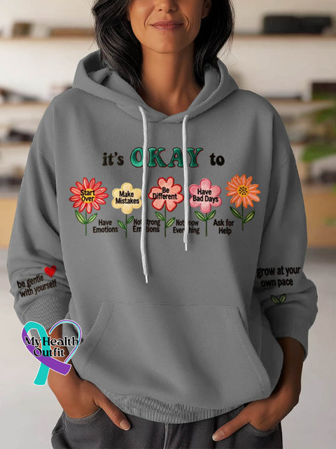 It’s Okay To Have Emotions Art Pattern Print Casual Hoodie Sweatshirt Grey / S