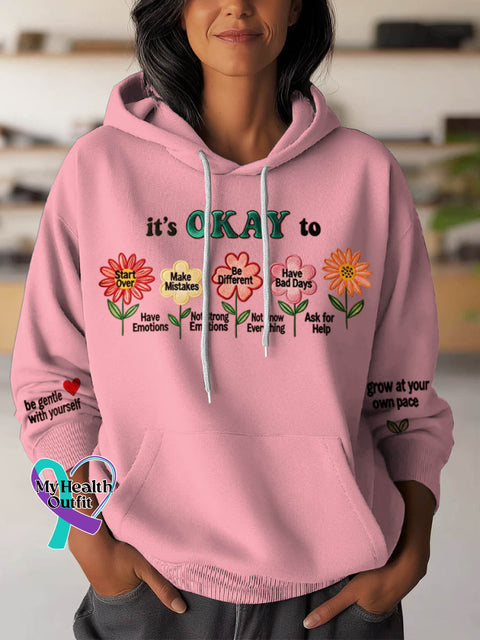 It’s Okay To Have Emotions Art Pattern Print Casual Hoodie Sweatshirt Pink / S