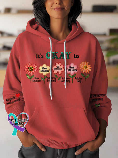 It’s Okay To Have Emotions Art Pattern Print Casual Hoodie Sweatshirt Red / S