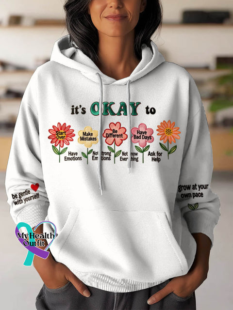 It’s Okay To Have Emotions Art Pattern Print Casual Hoodie Sweatshirt White / S