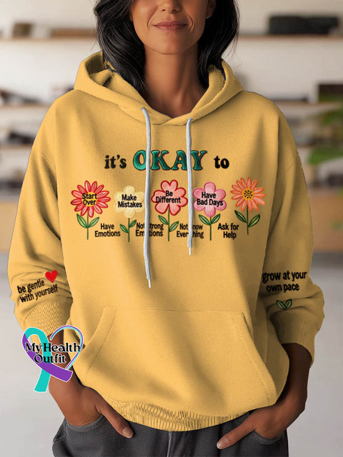 It’s Okay To Have Emotions Art Pattern Print Casual Hoodie Sweatshirt Yellow / S