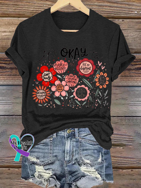 It’s Okay To Make A Mistake Printed Casual Crew Neck Short Sleeve T-Shirt Black / S