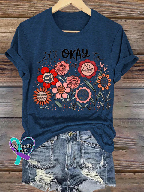 It’s Okay To Make A Mistake Printed Casual Crew Neck Short Sleeve T-Shirt NavyBlue / S