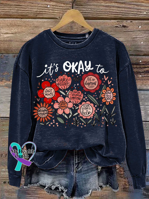 It’s OKAY To Mental Health Awareness Casual Sweatshirt Blue / S