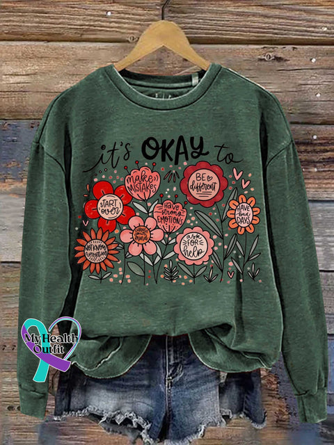 It’s OKAY To Mental Health Awareness Casual Sweatshirt Green / S