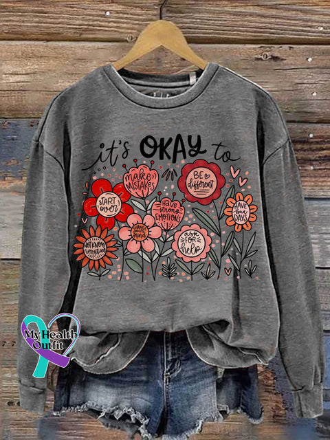 It’s OKAY To Mental Health Awareness Casual Sweatshirt Grey / S