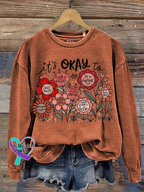 It’s OKAY To Mental Health Awareness Casual Sweatshirt Orange / S