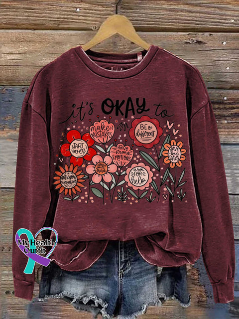 It’s OKAY To Mental Health Awareness Casual Sweatshirt Red / S