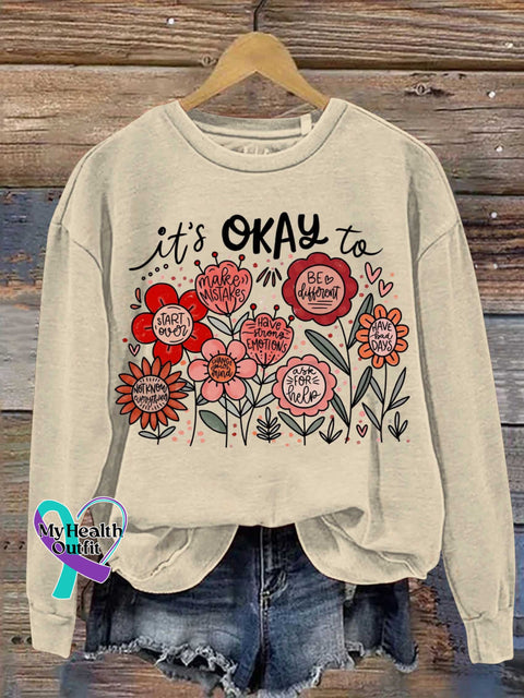 It’s OKAY To Mental Health Awareness Casual Sweatshirt Sand / S