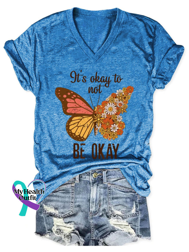 It’s Okay To Not Be Art Casual T-Shirt Blue / S