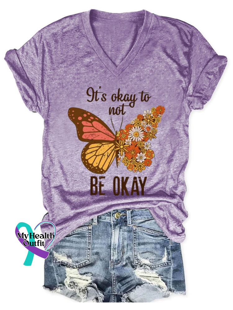 It’s Okay To Not Be Art Casual T-Shirt Purple / S