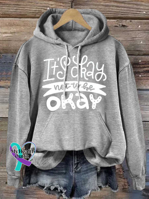 It’s Okay To Not Be Okay Mental Health Awareness Casual Hoodie Sweatshirt Grey / S