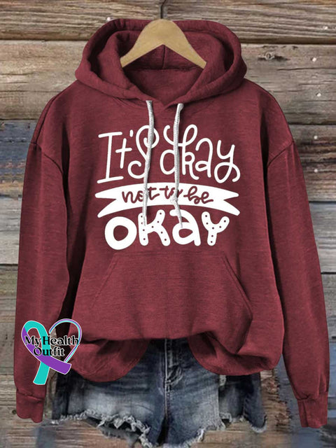 It’s Okay To Not Be Okay Mental Health Awareness Casual Hoodie Sweatshirt Red / S