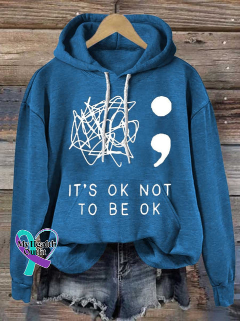 It’s Okay To Not Be Printed Casual Hoodie Sweatshirt Lightblue / S