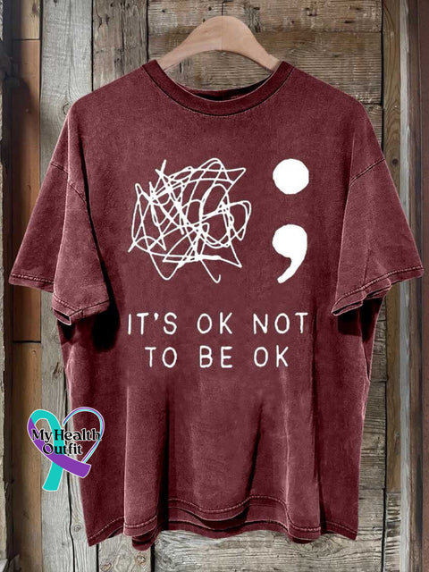 It’s Okay To Not Be Printed T-Shirt Red / S