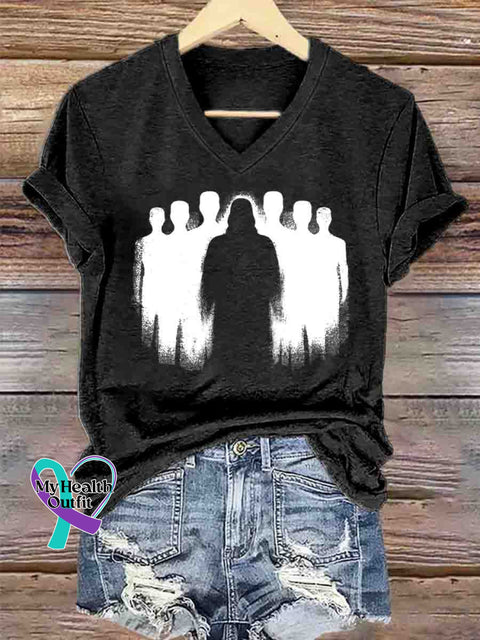 Jesus Art V-neck Casual T-Shirt Black / S