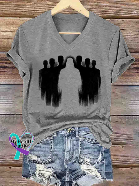 Jesus Art V-neck Casual T-Shirt Gray / S