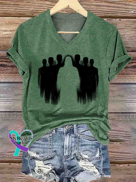 Jesus Art V-neck Casual T-Shirt Green / S