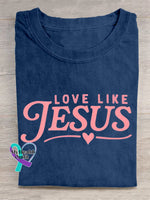 Jesus Art Vintage Print T-shirt Blue / S
