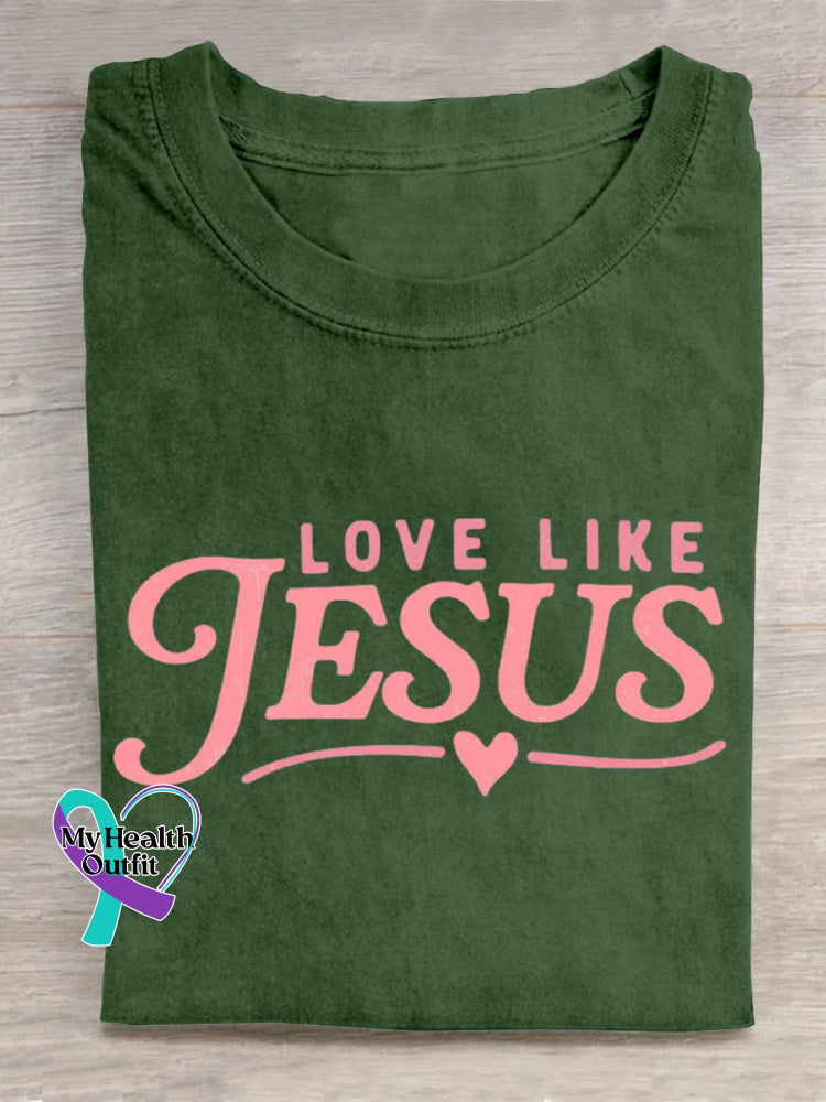 Jesus Art Vintage Print T-shirt Green / S
