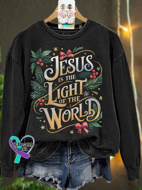 Jesus Light Of The World Coquettechristmas Casual Print Sweatshirt Black / S