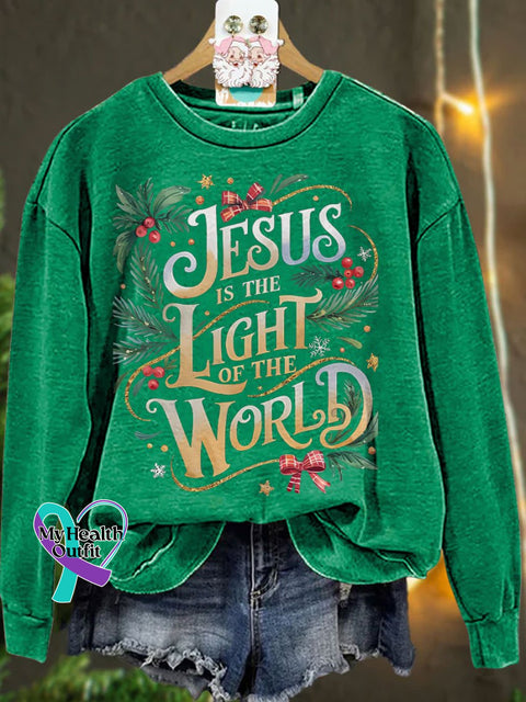 Jesus Light Of The World Coquettechristmas Casual Print Sweatshirt Green / S