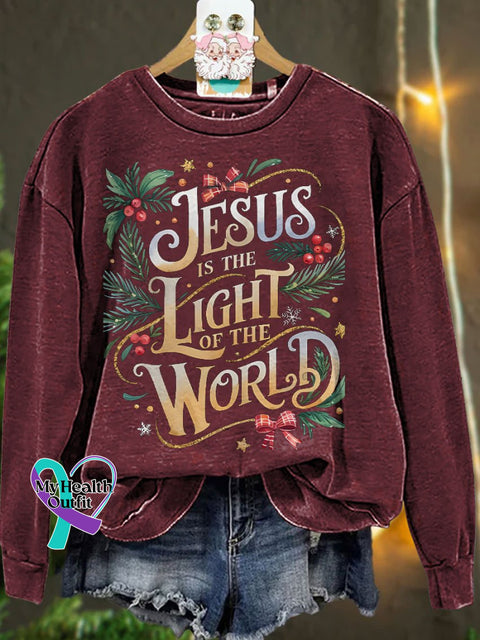 Jesus Light Of The World Coquettechristmas Casual Print Sweatshirt Maroon / S