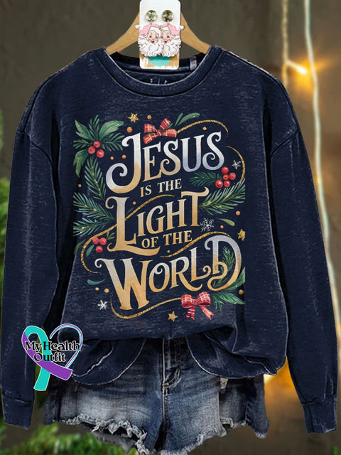 Jesus Light Of The World Coquettechristmas Casual Print Sweatshirt Navyblue / S