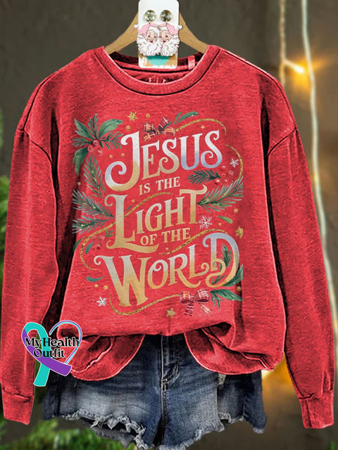 Jesus Light Of The World Coquettechristmas Casual Print Sweatshirt Red / S