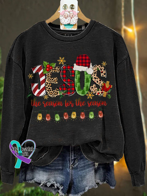 Jesus The Reason For Season Merry Christmas Casual Sweatshirt Black / S