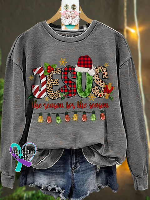 Jesus The Reason For Season Merry Christmas Casual Sweatshirt Grey / S