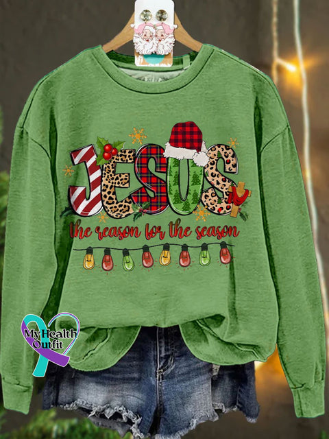 Jesus The Reason For Season Merry Christmas Casual Sweatshirt Lightgreen / S