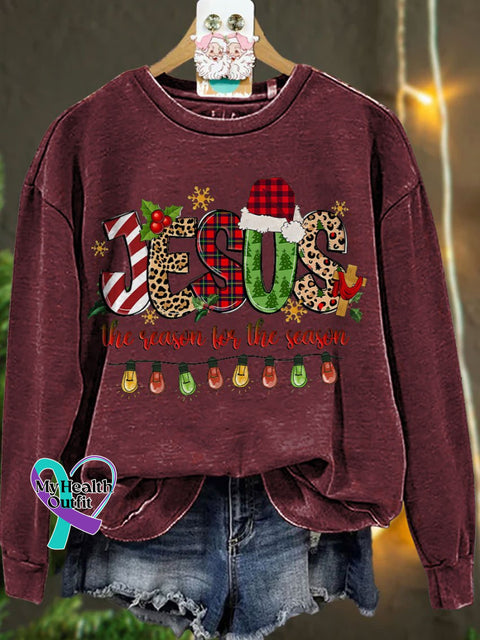 Jesus The Reason For Season Merry Christmas Casual Sweatshirt Maroon / S