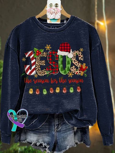 Jesus The Reason For Season Merry Christmas Casual Sweatshirt Navyblue / S