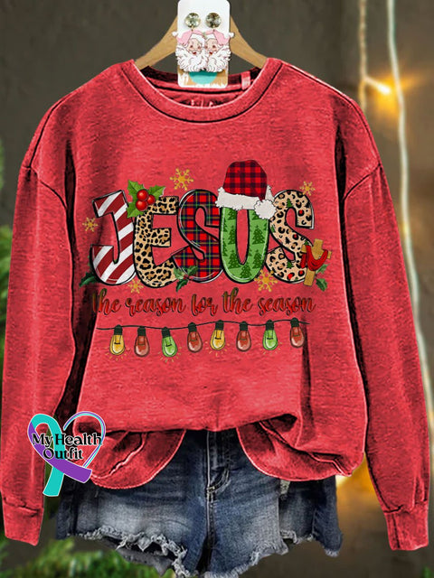 Jesus The Reason For Season Merry Christmas Casual Sweatshirt Red / S